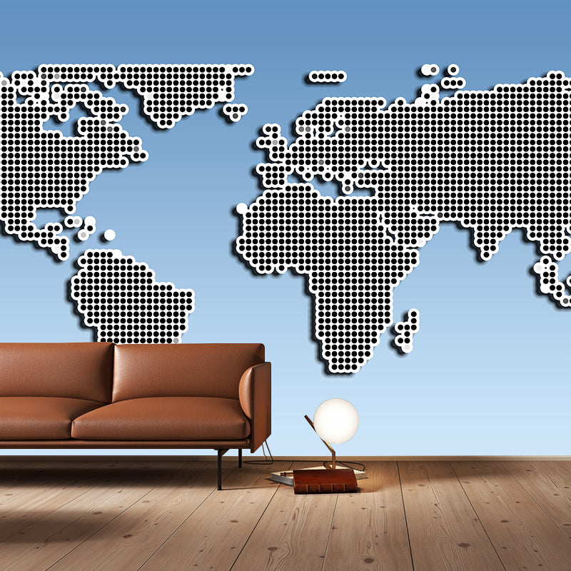 World Map Mural Illustration Decorative Living Room Wall Art for Decoration