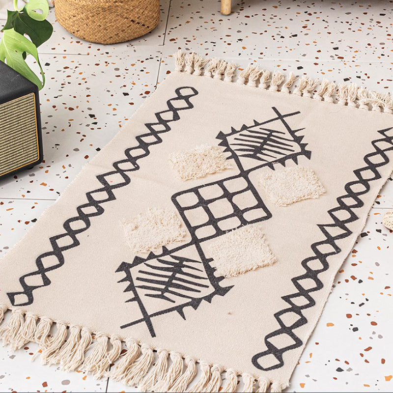 Boheemian Cotton Blend Area Tapijt Tribal Print Indoor Rug Fringe Area Rug voor woningdecoratie