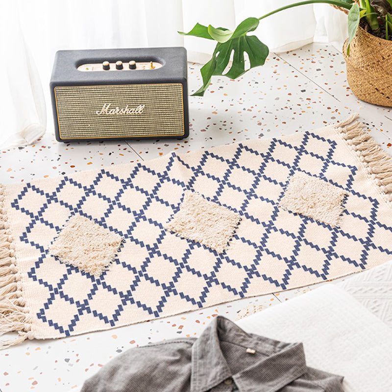 Bohemian Cotton Blend Area Carpet Tribal Print Indoor Rug Fringe Area Rug for Home Decor