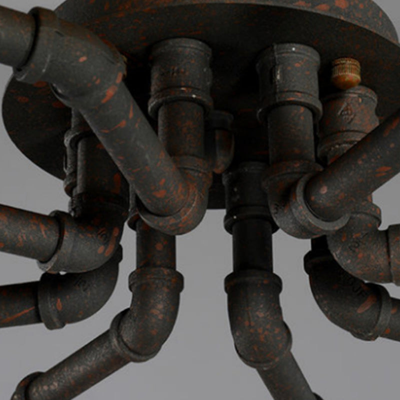 Industrial Retro Cage shape Ceiling Lamp Water Pipe Iron Flush Mount for Bar