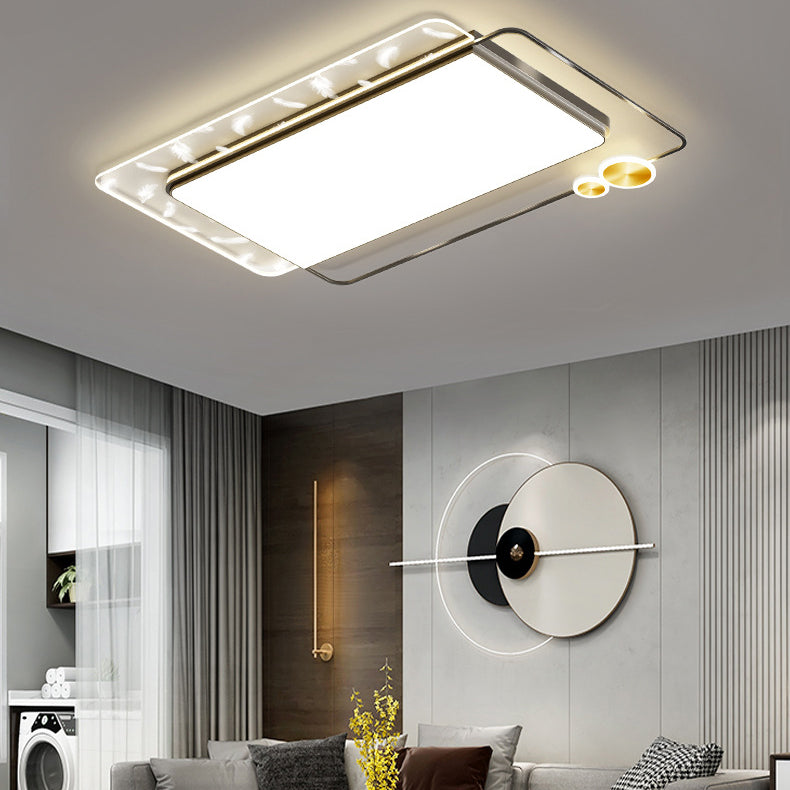 Lámpara de techo de plumas con forma geométrica, montaje empotrado de aluminio moderno para estudio