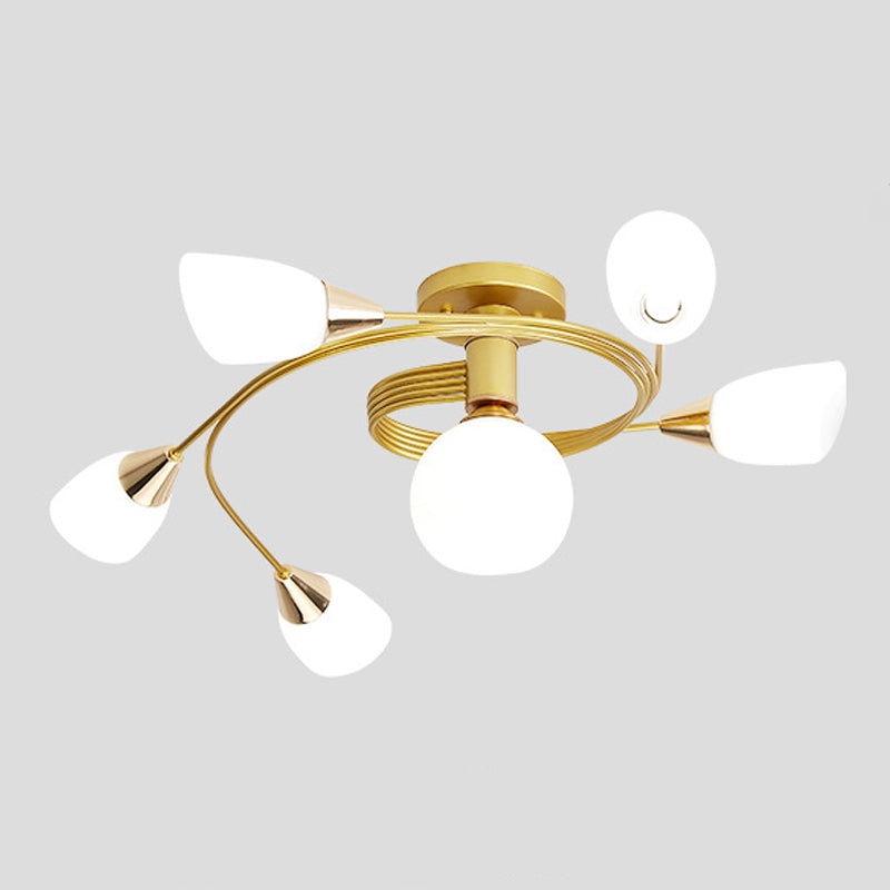 Plafonnier en forme de cloche encastré en fer moderne avec abat-jour en verre pour chambre à coucher
