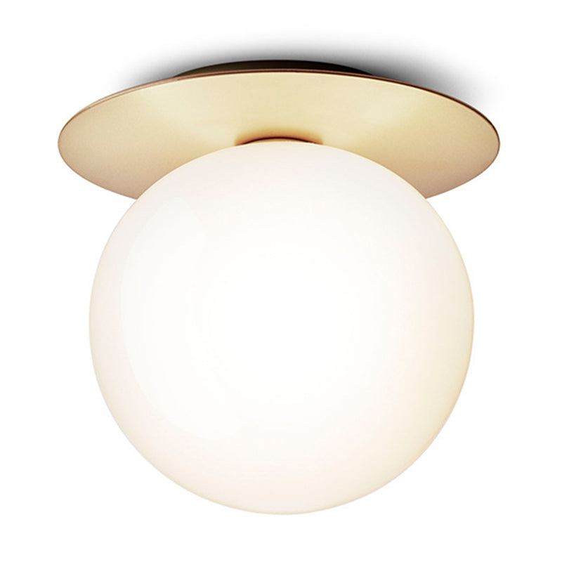 Lámpara de techo con forma de bola, hierro moderno, 1 luz, montaje empotrado con pantalla de cristal para pasillo