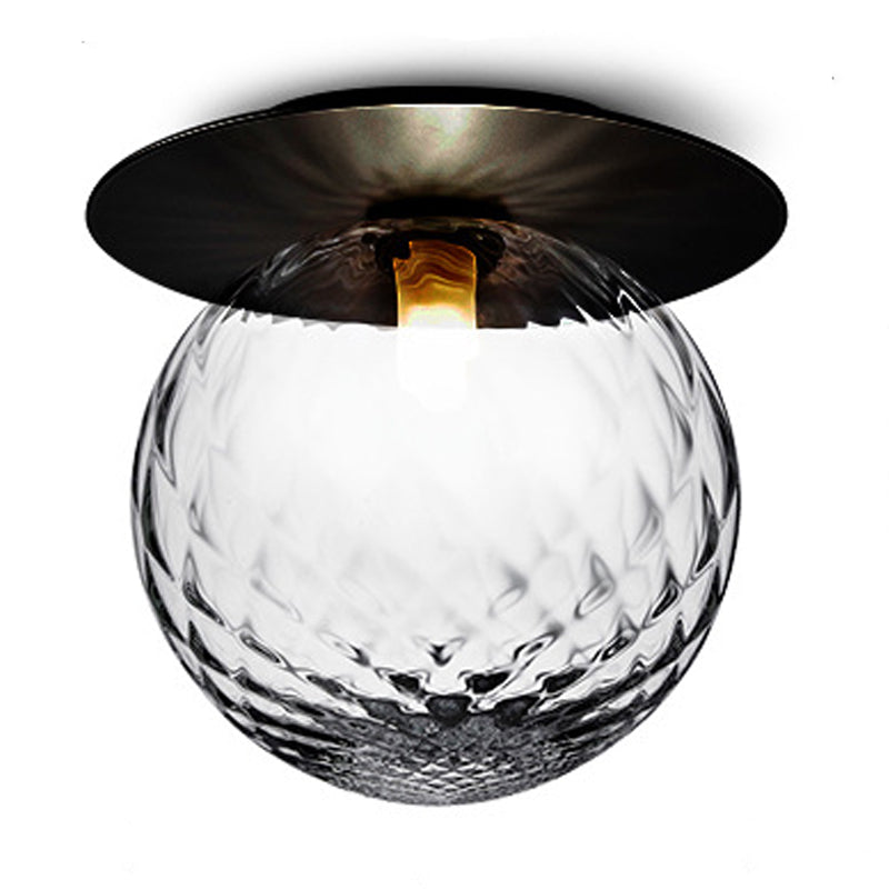 Lámpara de techo con forma de bola, hierro moderno, 1 luz, montaje empotrado con pantalla de cristal para pasillo