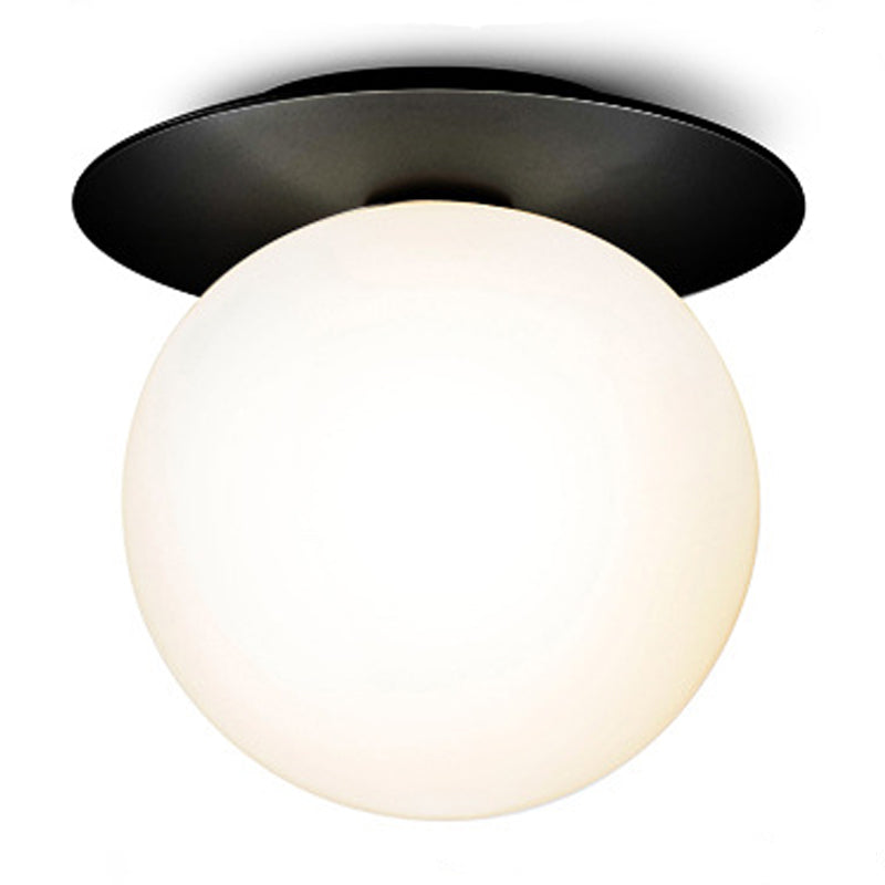 Lámpara de techo con forma de bola, hierro moderno, 1 luz, montaje empotrado con pantalla de cristal para pasillo