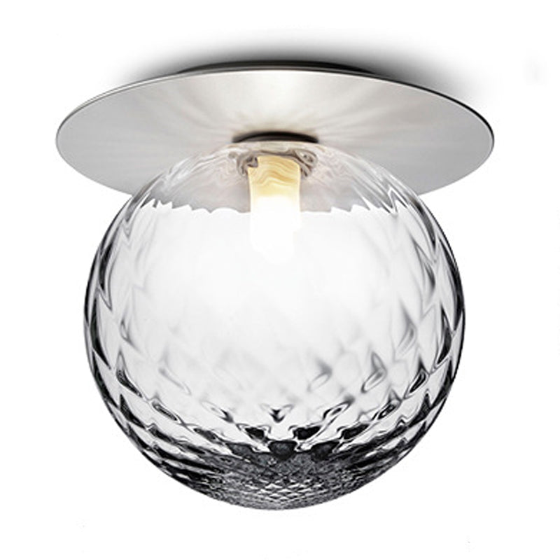 Lámpara de techo con forma de bola, hierro moderno, 1 luz, montaje empotrado con pantalla de cristal para pasillo