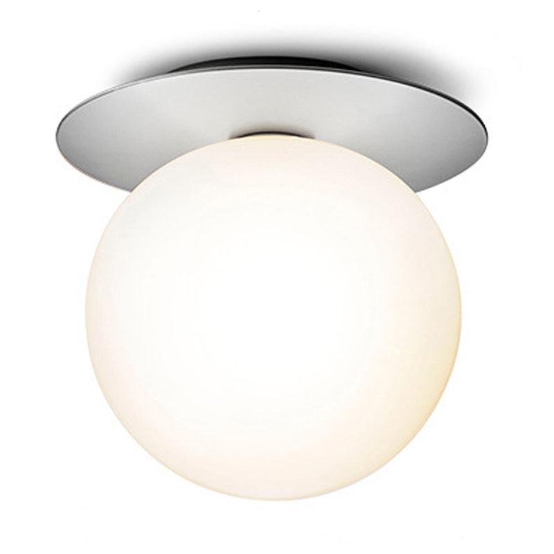 Lámpara de techo con forma de bola, hierro moderno, 1 luz, montaje empotrado con pantalla de cristal para pasillo