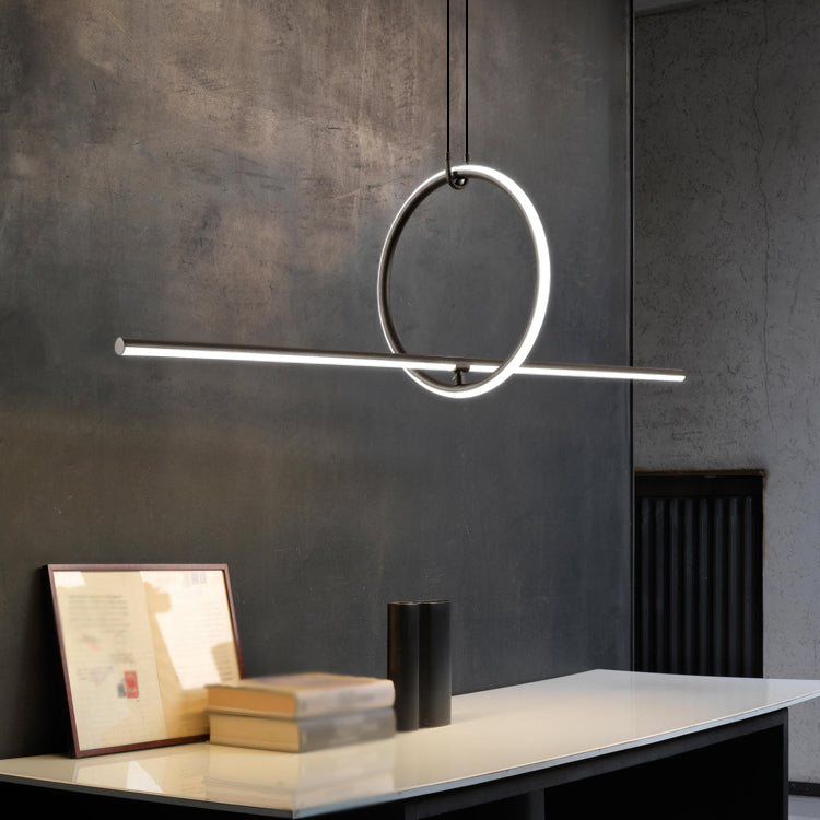 Lineair eilandverlichtingsideeën Modern Metal 2 Light Island Lights in Black