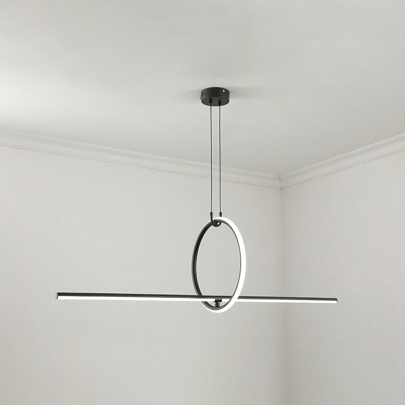 Lineair eilandverlichtingsideeën Modern Metal 2 Light Island Lights in Black