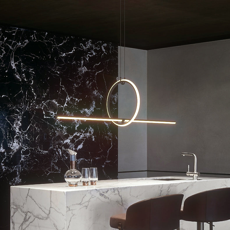 Lineair eilandverlichtingsideeën Modern Metal 2 Light Island Lights in Black