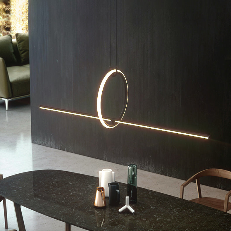 Lineair eilandverlichtingsideeën Modern Metal 2 Light Island Lights in Black