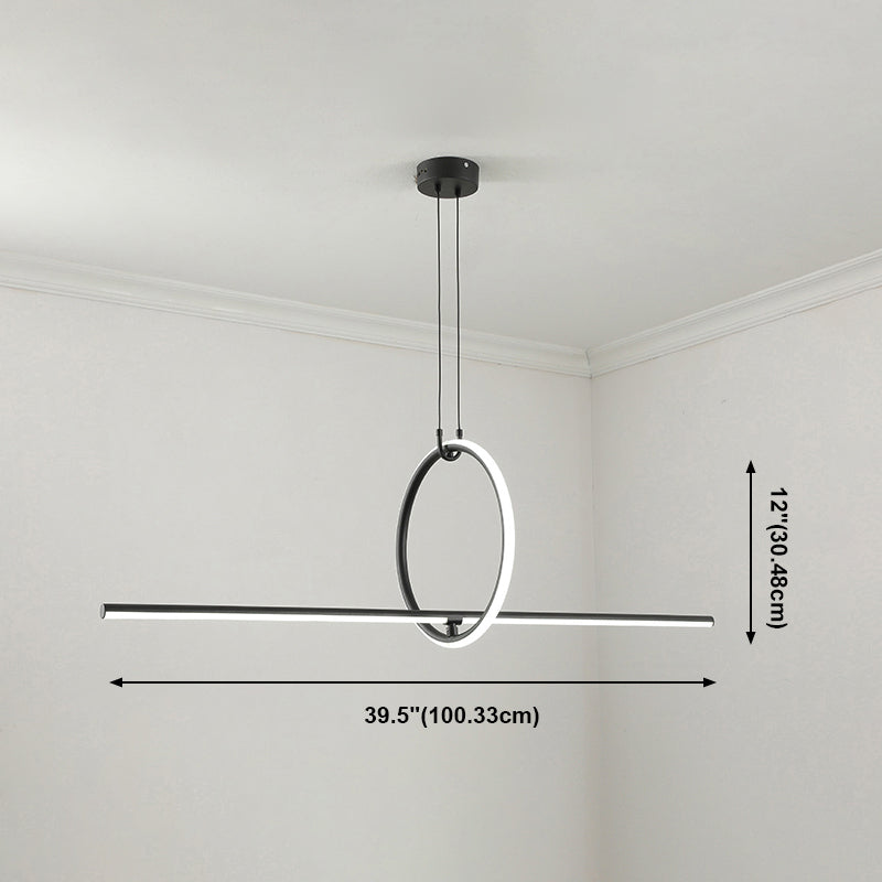 Lineair eilandverlichtingsideeën Modern Metal 2 Light Island Lights in Black