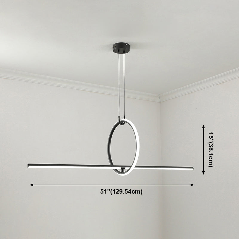 Lineare Inselbeleuchtungsideen moderne Metal 2 Light Island Lights in Schwarz