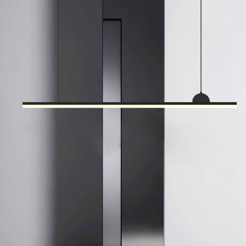 Linear Island Chandelier Modern Metal 1 Light Island Light in Black