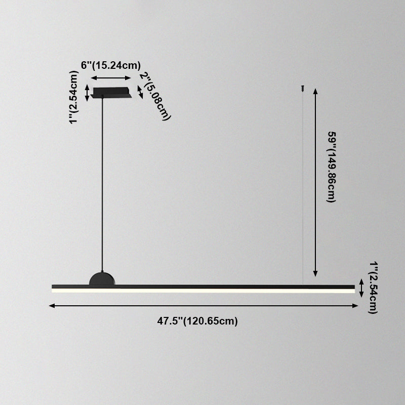 Linear Island Chandelier Modern Metal 1 Light Island Light in Black