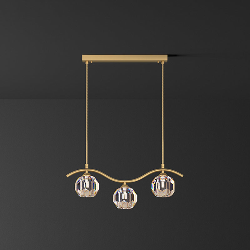Contemporary Sphere Island Light Fixtures Crystal Pendant Lights in Gold