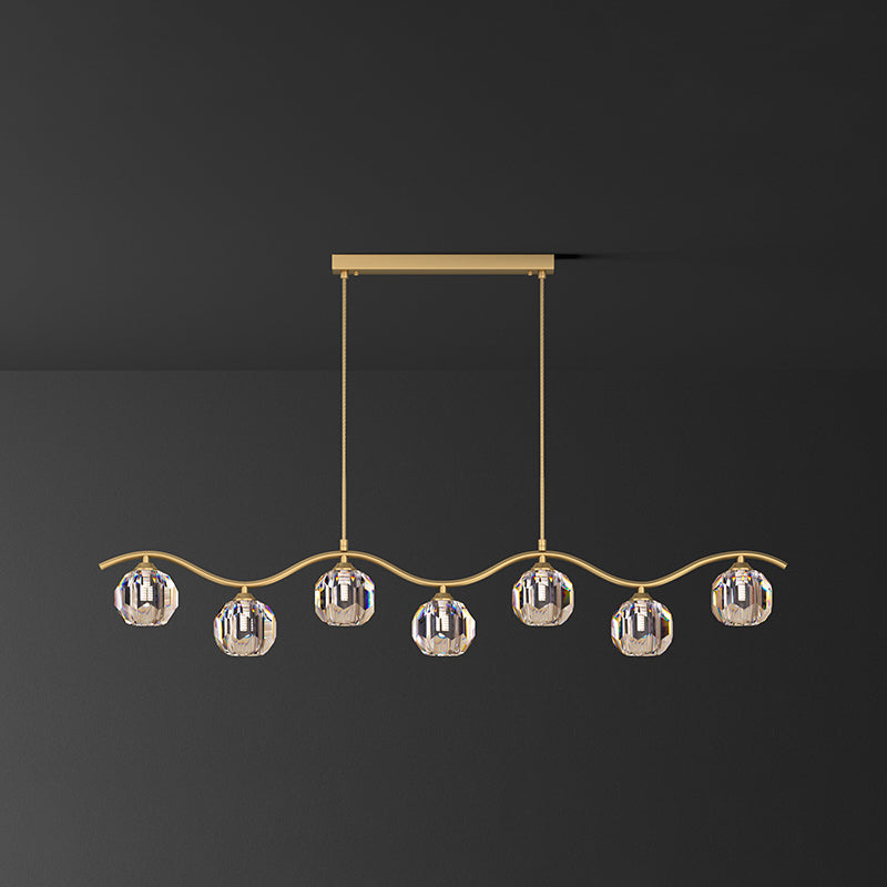 Contemporary Sphere Island Light Fixtures Crystal Pendant Lights in Gold