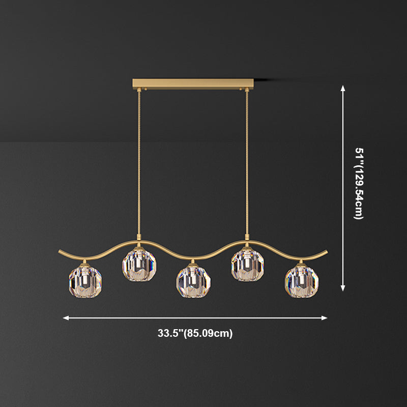 Contemporary Sphere Island Light Fixtures Crystal Pendant Lights in Gold