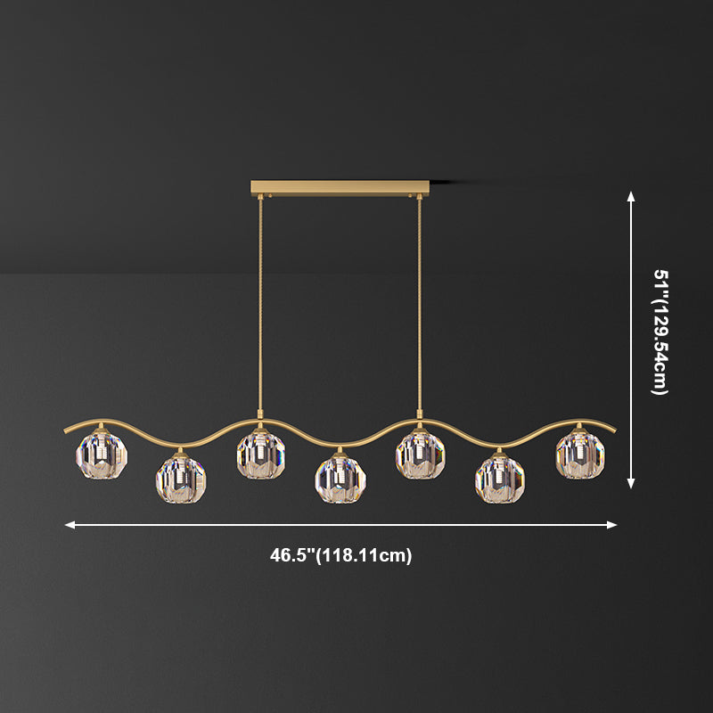 Contemporary Sphere Island Light Fixtures Crystal Pendant Lights in Gold