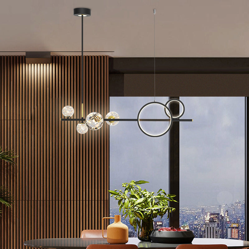 Eigentijdse bol hanglampen glazen eilandverlichting in zwarte afwerking