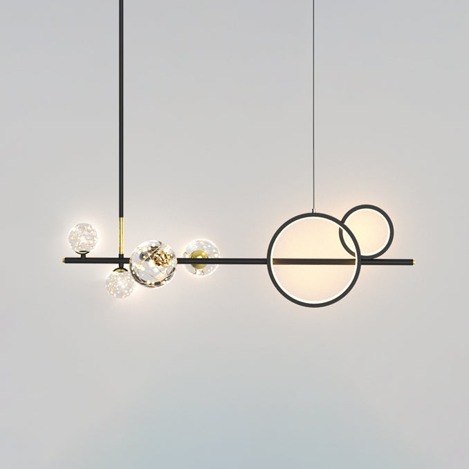Eigentijdse bol hanglampen glazen eilandverlichting in zwarte afwerking