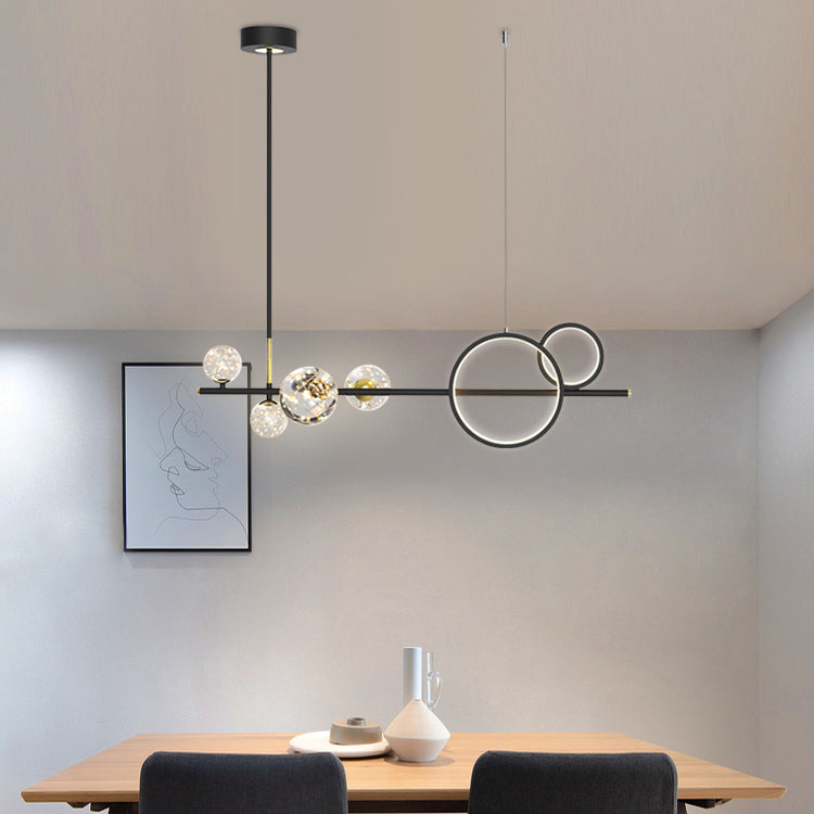 Eigentijdse bol hanglampen glazen eilandverlichting in zwarte afwerking