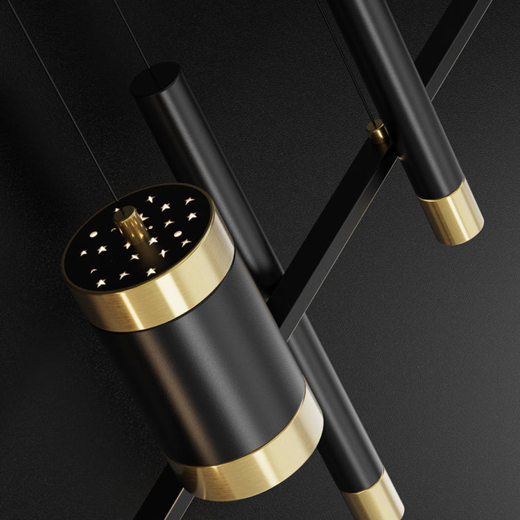 Contemporary Pendant Lights Geometric Metal Island Lighting in Black