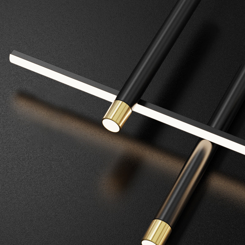 Contemporary Pendant Lights Geometric Metal Island Lighting in Black