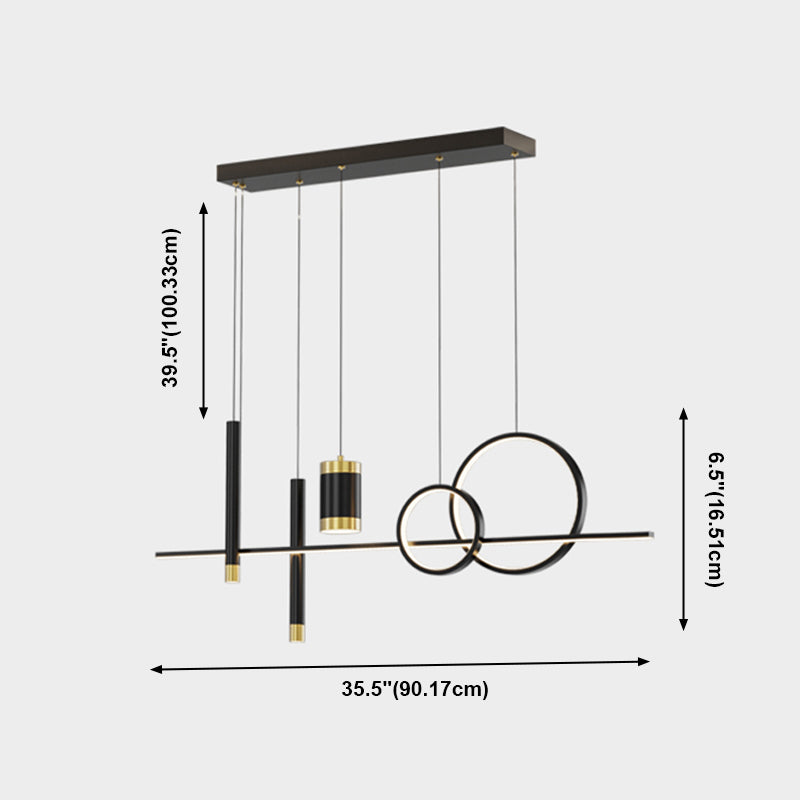 Contemporary Pendant Lights Geometric Metal Island Lighting in Black