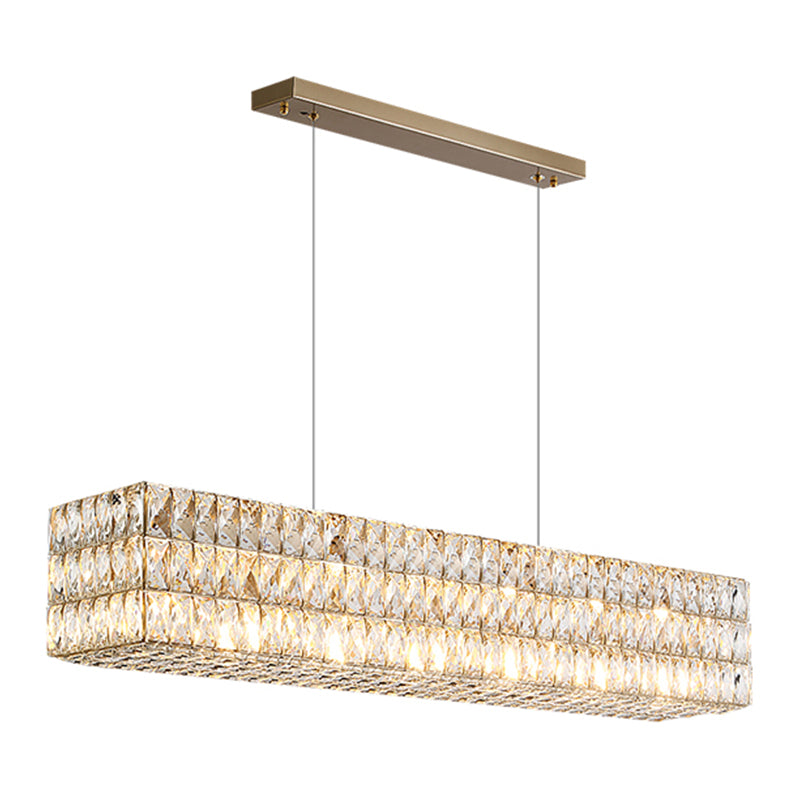 Rechthoek eiland verlichtingsarmatuur moderne hangende kroonluchter met kristalschaduw