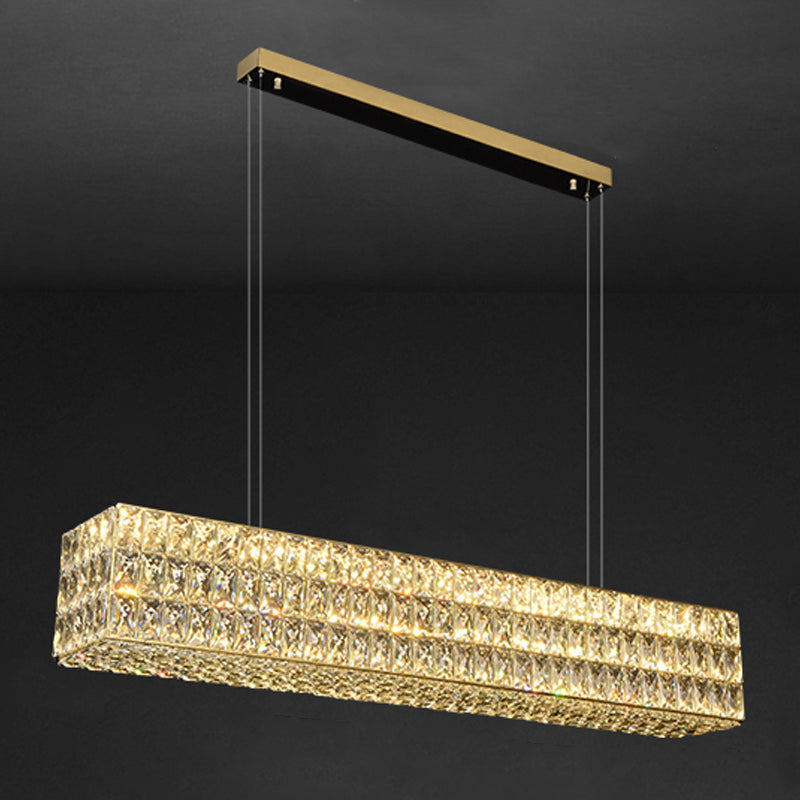 Rechthoek eiland verlichtingsarmatuur moderne hangende kroonluchter met kristalschaduw