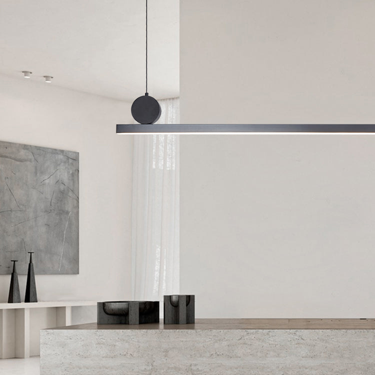 Lineare Inselleuchte moderne Metall -Einzelhellinsel Deckenleuchte in Schwarz