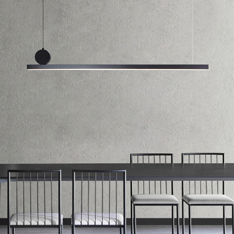 Lineare Inselleuchte moderne Metall -Einzelhellinsel Deckenleuchte in Schwarz