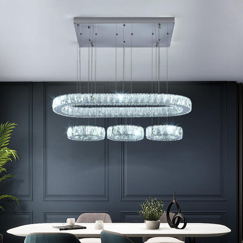 Geometrische eilandverlichting Hedendaagse Crystal Island -lichten in zilver