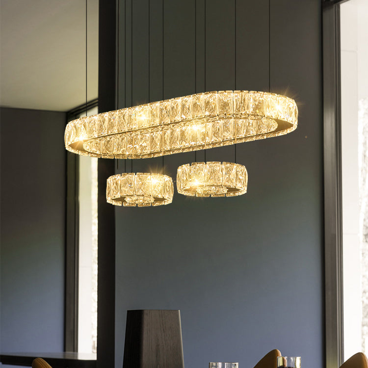 Geometrische eilandverlichting Hedendaagse Crystal Island -lichten in zilver