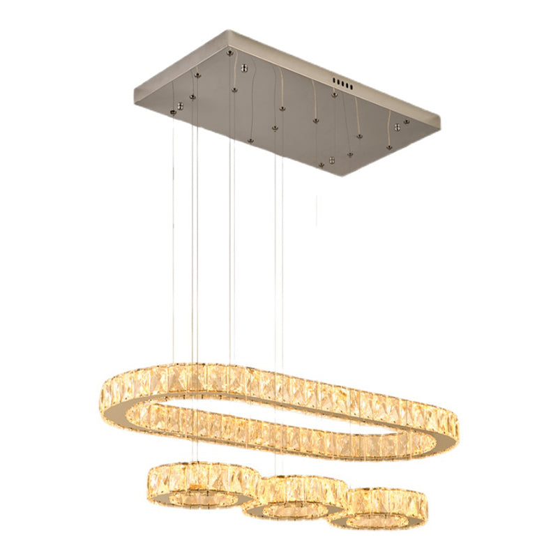 Geometric Island Lighting Contemporary Crystal Island Lights in Silver