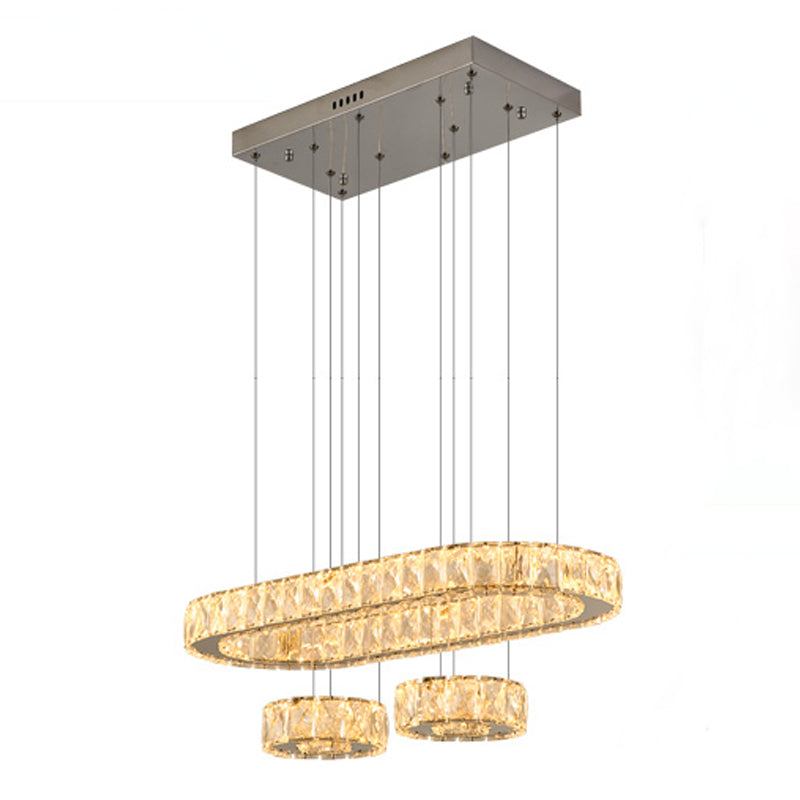 Geometric Island Lighting Contemporary Crystal Island Lights in Silver