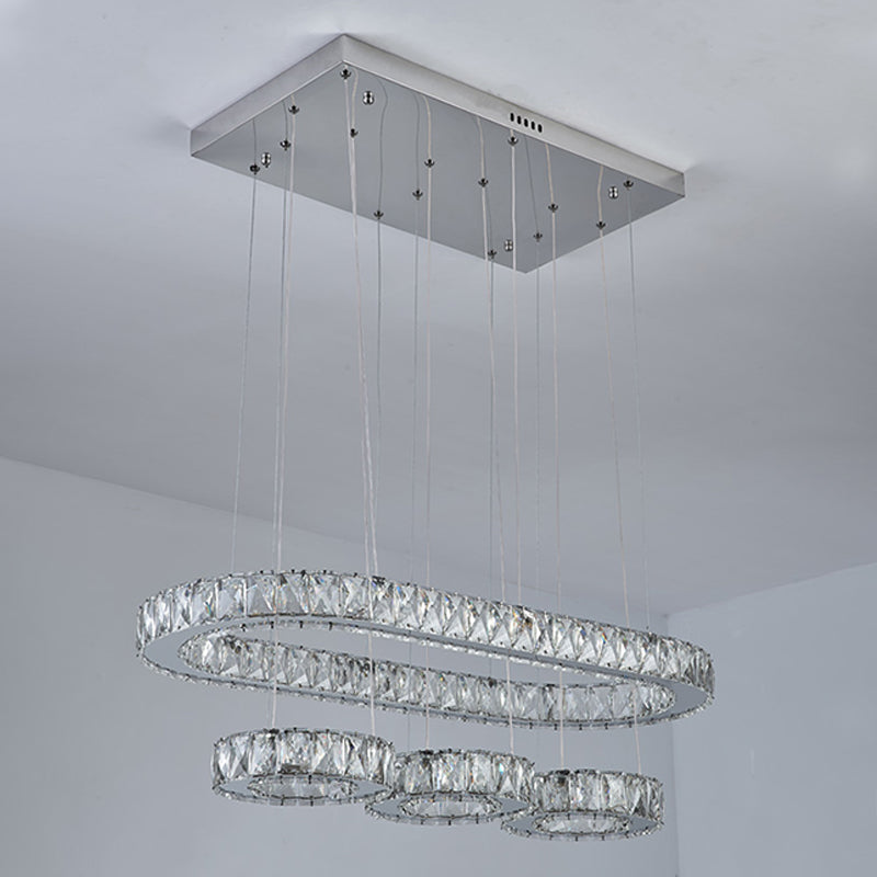 Geometrische eilandverlichting Hedendaagse Crystal Island -lichten in zilver