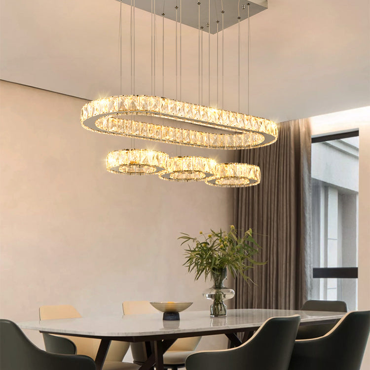 Geometrische eilandverlichting Hedendaagse Crystal Island -lichten in zilver