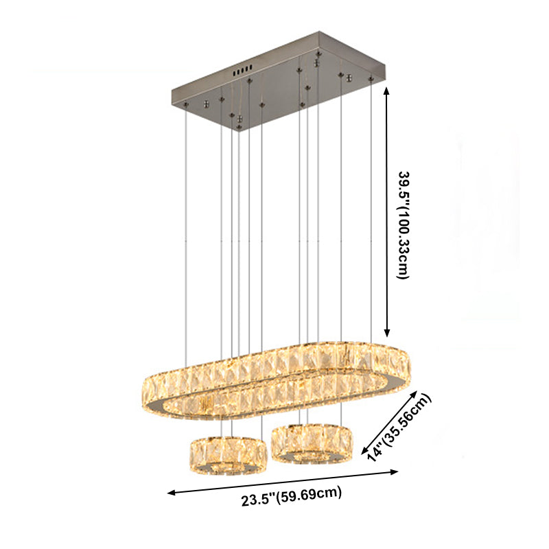 Geometric Island Lighting Contemporary Crystal Island Lights in Silver