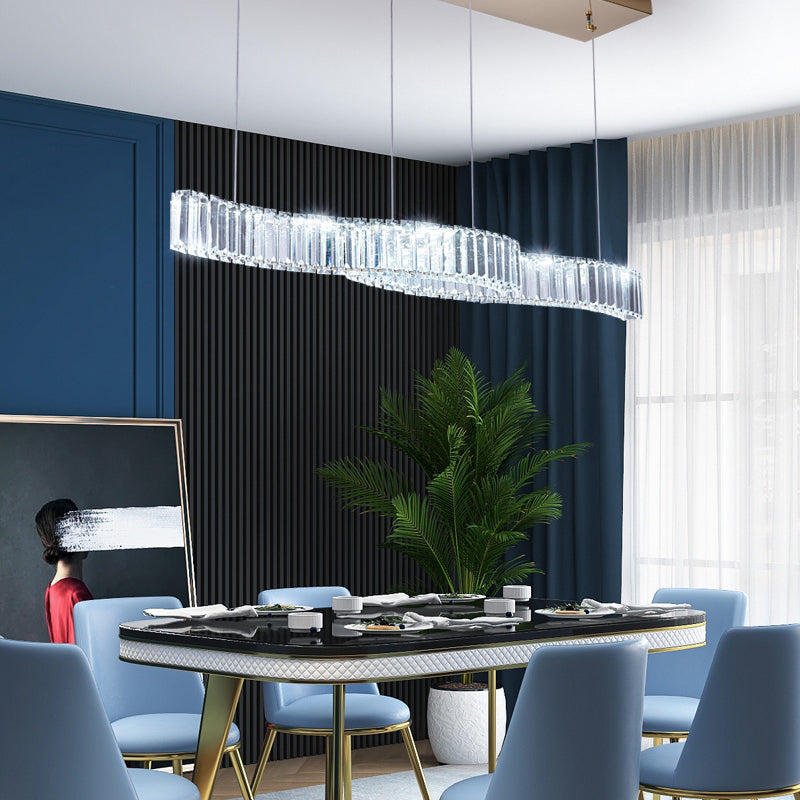 Iluminación lineal lineal de 2 luces Luces de isla de cristal contemporánea en oro