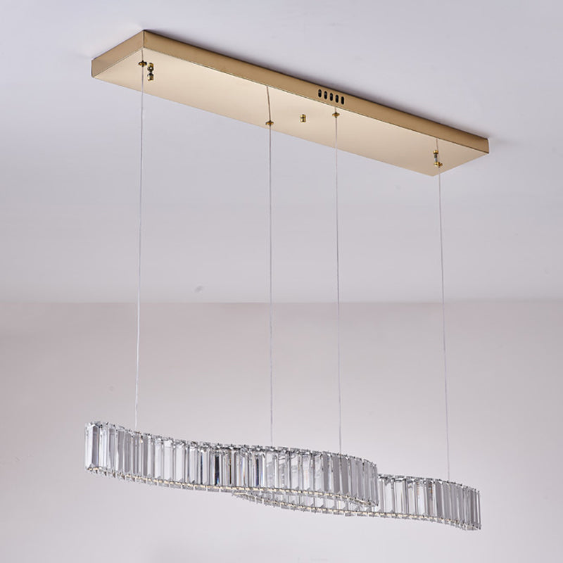 Iluminación lineal lineal de 2 luces Luces de isla de cristal contemporánea en oro