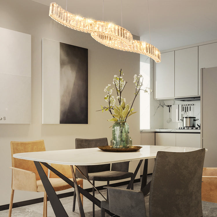 Iluminación lineal lineal de 2 luces Luces de isla de cristal contemporánea en oro