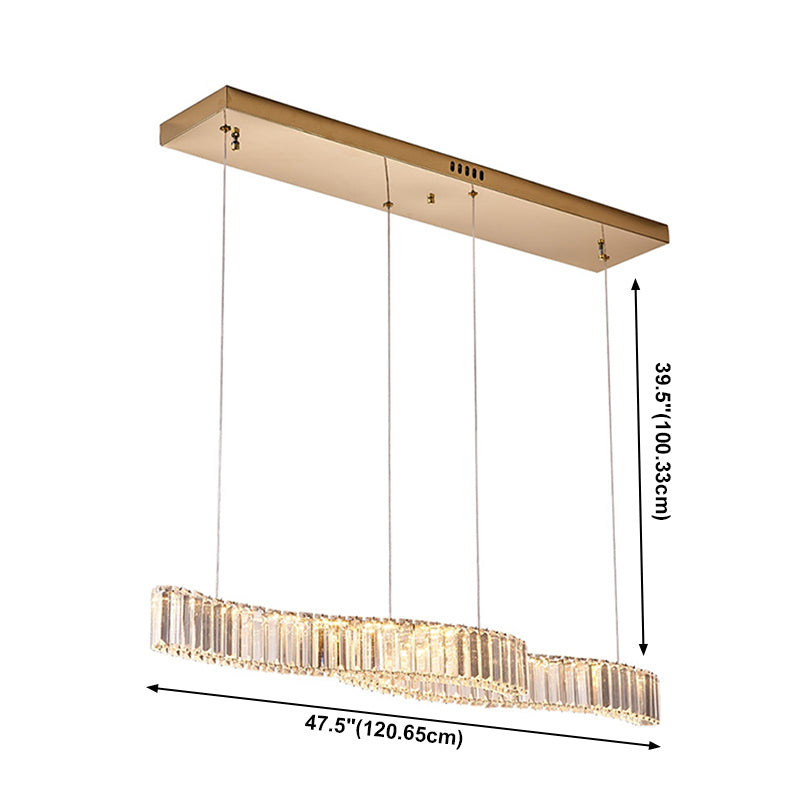 Iluminación lineal lineal de 2 luces Luces de isla de cristal contemporánea en oro