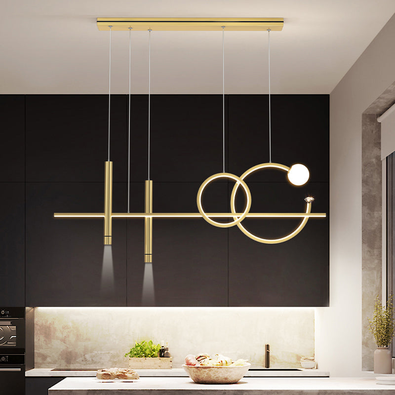 6-Light Linear Island Lighting Contemporary Metal Island Lights for Dining Room