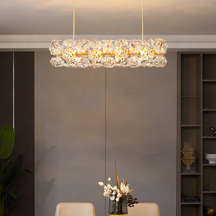 Pendants contemporains Crystal de flocon de neige 18 lumières de l'île légère en or