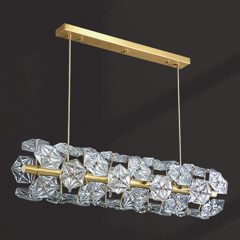 Pendants contemporains Crystal de flocon de neige 18 lumières de l'île légère en or