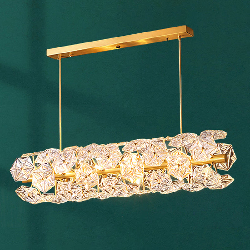 Pendants contemporains Crystal de flocon de neige 18 lumières de l'île légère en or