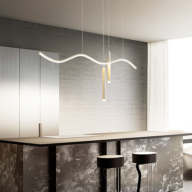 3-Light Linear Island Lighting Contemporary Metal Island Lights