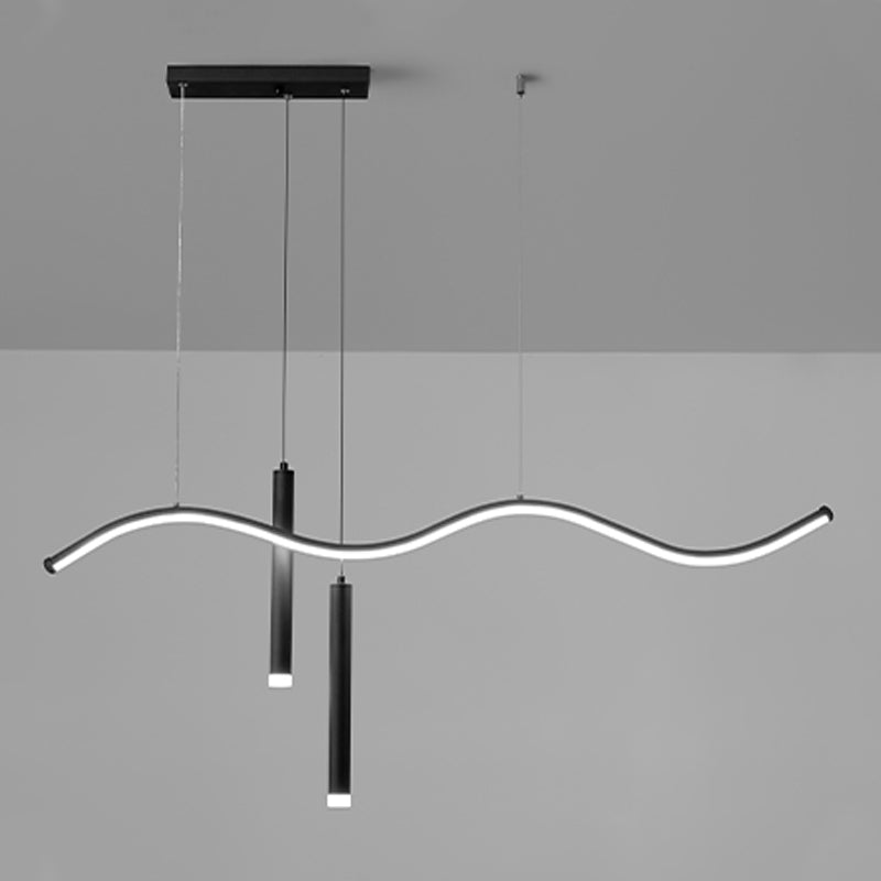 3-Light Linear Island Lighting Contemporary Metal Island Lights